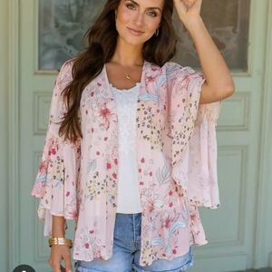 Grace & Lace Floral Blush Kimono Blouse